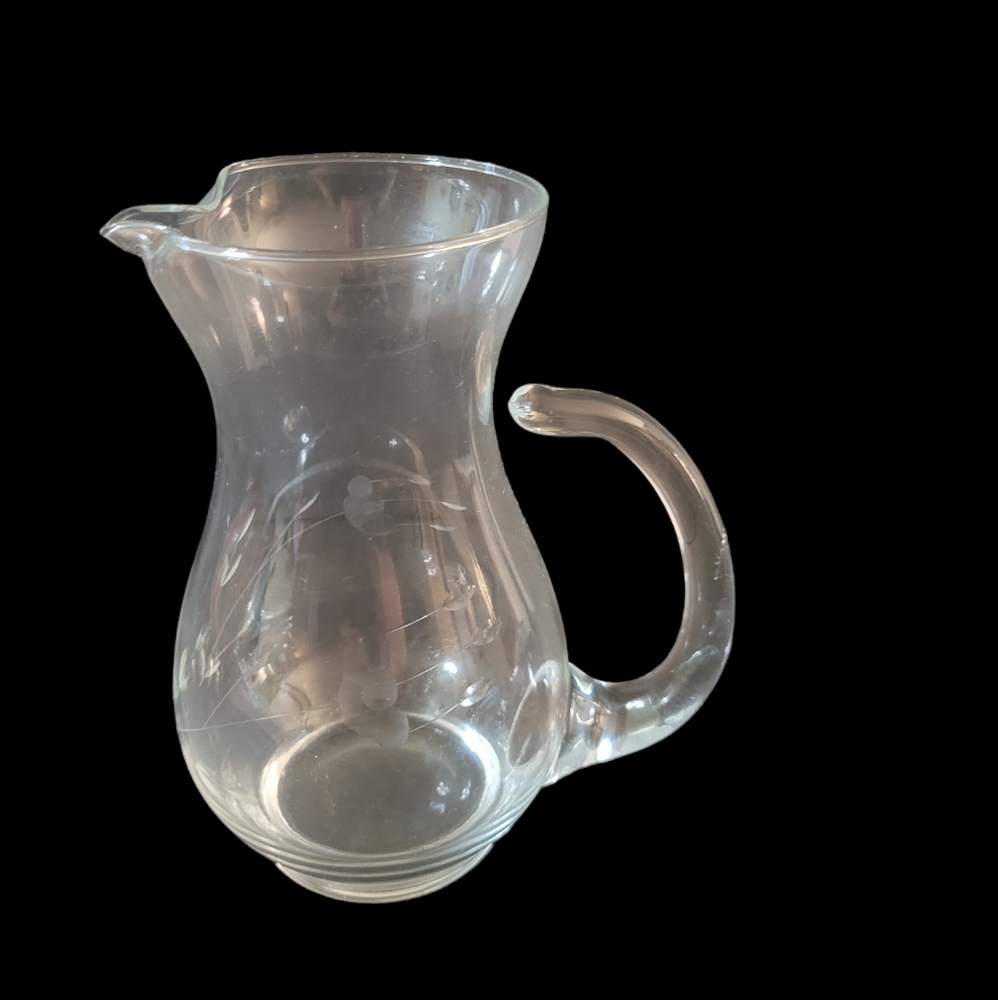 Princess House Crystal Pitcher Etched Clear Glass